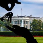 Unexpected Discovery: Trump Unveils Surprising Biden Letter Hidden in Desk Silhouette hands exchange keys labeled "White House".