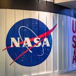 NASA logo inside a building USA text