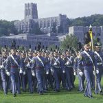 Military cadets marching in formation at West Point
