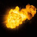 Bright fiery explosion against a dark background