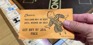 Monopoly game card get out of jail free