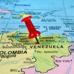 Red pin on Venezuela South America map