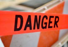 Red tape with the word Danger printed