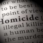 Magnified text showing definition of homicide.
