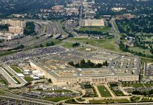 Pentagon Stunned by Trump’s Defense Plan Aerial view of the Pentagon surrounded by highways and urban areas