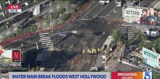 Water main break floods West Hollywood - KTLA Team Coverage