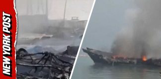 Charred Vessels Still Burning After Houthi Missile Strike on Yemen Port
