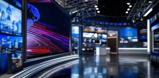 CNN Offends Dolly Parton And Her Family modern television news studio with large video screens