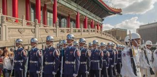 Taiwan President Oversees War Drills as Tensions Rise military honor guard marching in formation