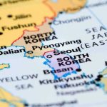 Map showing North and South Korea, Japan, and China.