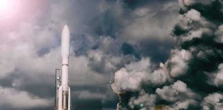 U.S. Confirms Space Weapons as Arms Race Intensifies Rocket launches through dense clouds