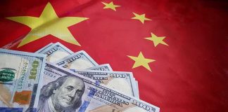 Foreign Cash Shadows California Power US dollars on Chinese flag