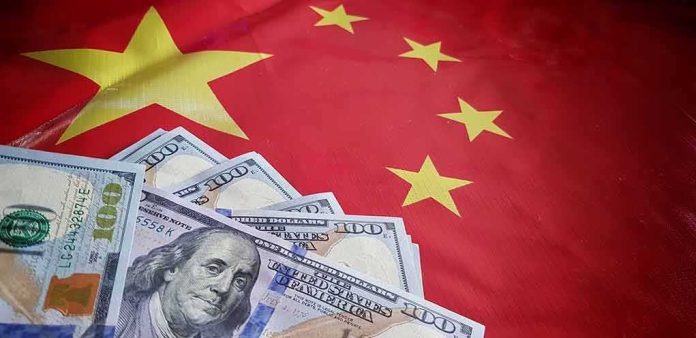 US dollars on Chinese flag