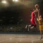 Caitlin Clark TACKLED to the Floor During Game Two women playing basketball; Michelle Jenneke is not visible