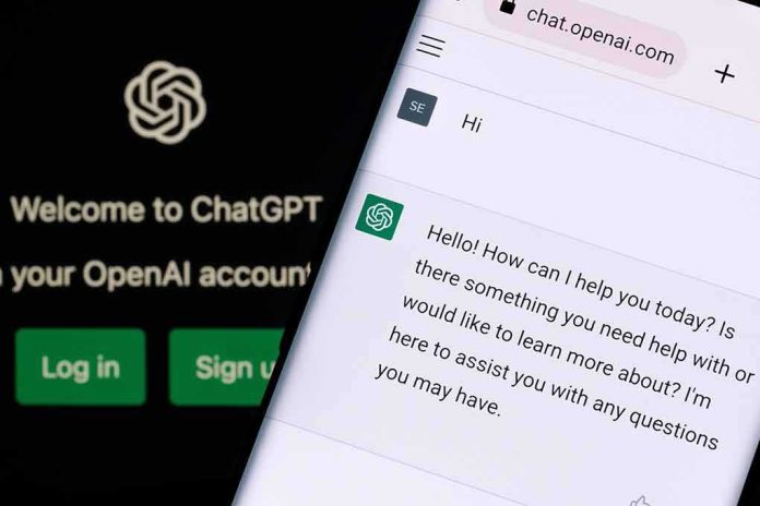 shutterstock_2237752713 smartphone displaying a chat interface on chat.openai.com