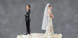 Russian Money, Trump Wedding – Optics Nightmare Bride and groom figurines facing away on top of a white wedding cake