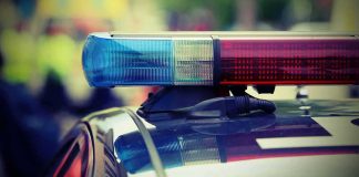 Police car light bar with red and blue sirens