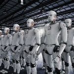 Trump VOWS to Form ‘AI Force’ Rows of humanoid robots standing in a warehouse