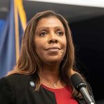 Letitia James Gets WRECKED on Crime in Live Debate Woman speaking at a press conference microphone