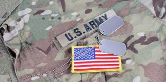 Trump Greenlights RARE Military Execution U.S. Army uniform with dog tags and American flag patch