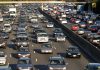Heavy traffic on a multi-lane highway