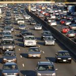 Heavy traffic on a multi-lane highway