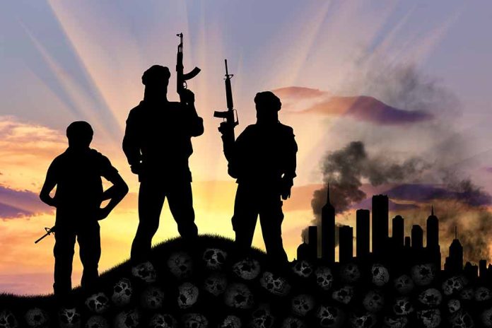 340068851 featured image Three armed silhouettes near a smoky city skyline