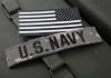 U S Navy patch with black and white American flag