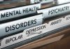 File folders labeled with mental health disorders and psychiatry