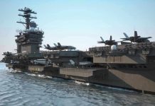 Aircraft carrier deck with jet planes