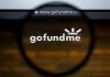Magnifying glass over GoFundMe website logo