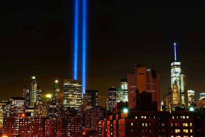 1495332722 New York City skyline at night with memorial lights