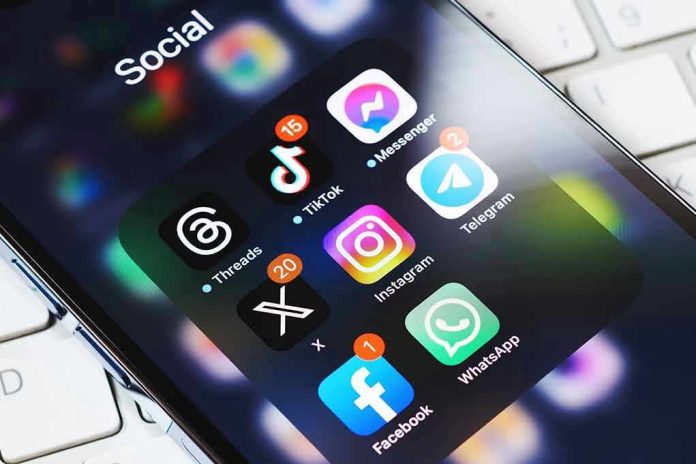 Smartphone showing social media app icons in a folder